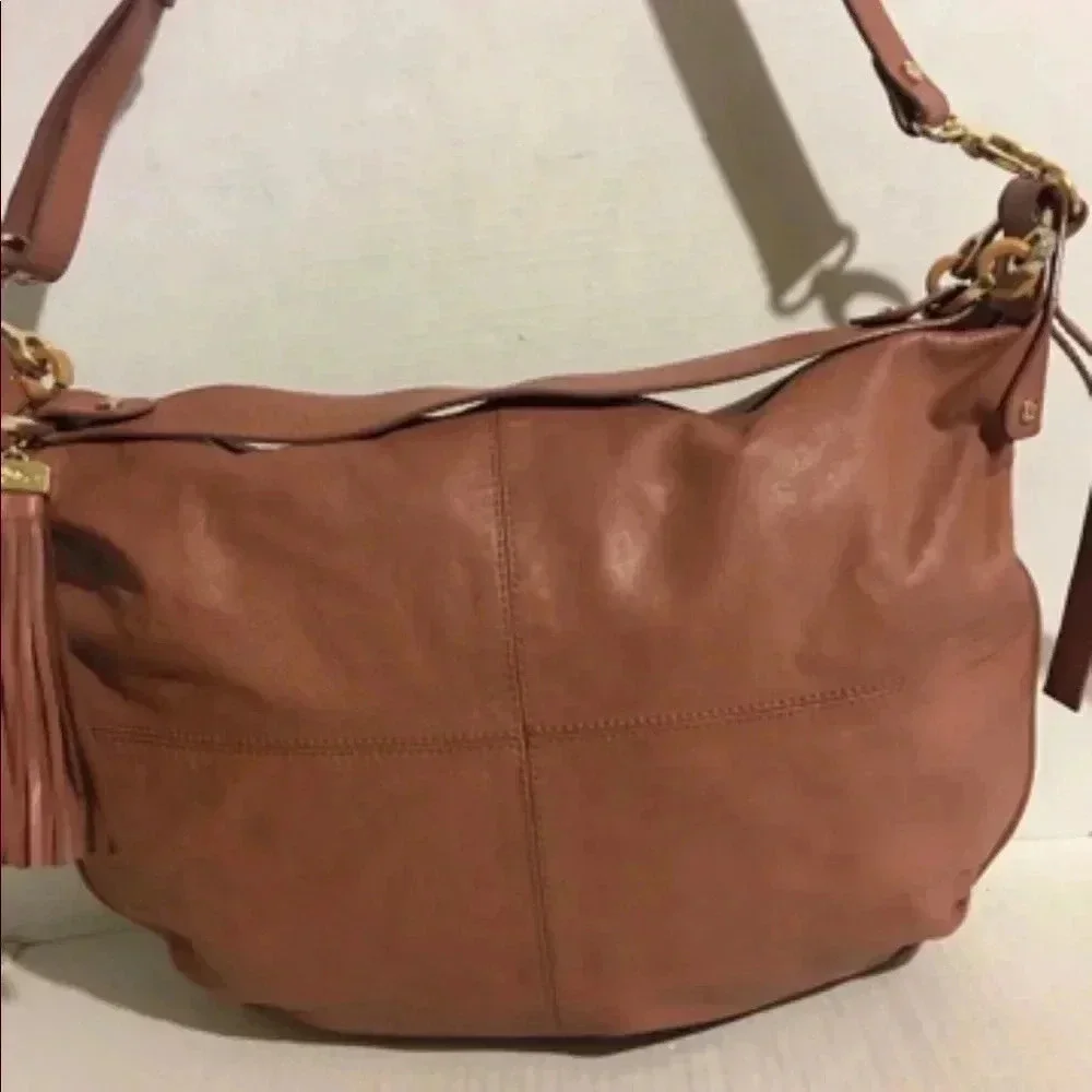 Jenrigo pale pink leather hobo handbag
